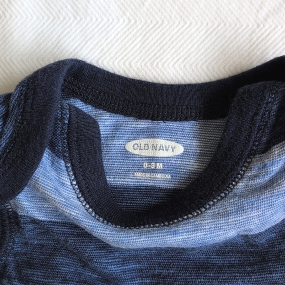 old navy blue striped cotton sleeveless romper playsuit 0-3 months baby boy - Picture 4 of 6
